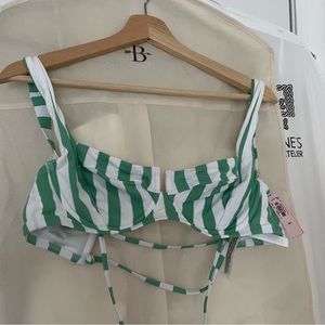 Green and white striped Victoria secret bikini top.